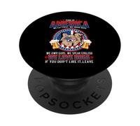 America We Love Dogs Chihuahua Dog and Beer 4th of July PopSockets PopGrip Adhésif