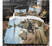 Americain AH64 Apache Helicoptere 3D Imprimé Militaire Housse De Couette Housses De Couettes Pour Adultes Et Enfants Parure De Lit Microfibr À Glissière Avec Taies 2 Pièces Single（140x200cm）