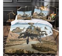 Americain AH64 Apache Helicoptere 3D Imprimé Militaire Housses De Couettes Housse De Couette Pour Adultes Et Enfants Parure De Lit À Glissière Avec Taies Microfibr 3 Pièces Double（200x200cm）