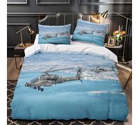 Americain AH64 Apache Helicoptere 3D Imprimé Militaire Housses De Couettes Housse De Couette Pour Adultes Et Enfants À Glissière Microfibr Parure De Lit Avec Taies 3 Pièces Super King（260x220cm）