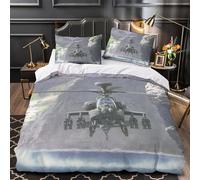 Americain AH64 Apache Helicoptere 3D Imprimé Militaire Housses De Couettes Housse De Couette Pour Adultes Et Enfants Avec Taies Parure De Lit À Glissière Microfibr 3 Pièces Double（200x200cm）