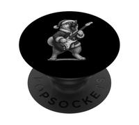Américain Akita Jouant de la Guitare de Noël pour Amoureux des Chiens PopSockets PopGrip Adhésif