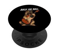 Américain Akita Jouant de la Guitare Rock and Roll Amoureux des Chiens PopSockets PopGrip Adhésif