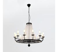 américain brins Perles Cristal, plafonnier Suspendu métal Noir, luminaire Plafond Industriel de Bougie Rustique en V, Moderne à LED