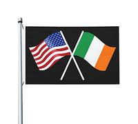 Américain Et Irlande Drapeau De Cour Imprimé Drapeaux Double Face Bannière Cour 90X150Cm Pour Plage Vacances Toutes Les Saisons