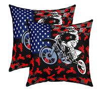 Américains Lot De 2 Housse de Coussin Vélo hors route Taie d'oreiller 60x60cm Cases Maison Taie Oreiller Extreme Sports Racing Motocross Rider Motorcycle Noir Rouge Bleu Housse Coussin Pour Canapé