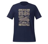 American 1986 Classic Modern Motorcycle T-shirt unisexe pour adulte, bleu marine, L