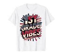 American 1st Grade Vibes Happy Band Teacher Crew Souvenir T-Shirt Graphique avec Valeur