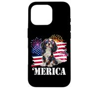 American 4th July Fourth USA Flag Tri Color Cavalier Dog Coque pour iPhone 16 Pro
