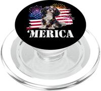 American 4th July Fourth USA Flag Tri Color Cavalier Dog PopSockets PopGrip pour MagSafe