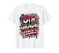 American 6E Grade Vibes First Day My Patriotic Teacher Crew T-Shirt Graphique avec Valeur