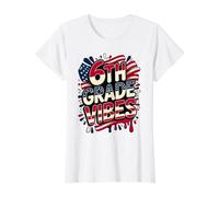 American 6E Grade Vibes First Day My Patriotic Teacher Crew T-Shirt Graphique avec Valeur
