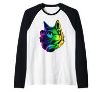 American Akita DJ Casque audio rétro pour amoureux des chiens Manche Raglan