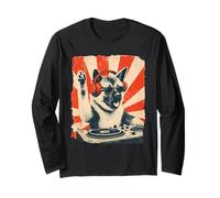 American Akita DJ House Music, amateur de chiens rétro Manche Longue