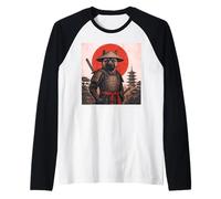 American Akita Samurai Warrior, Chien Ukiyo-e Japonais Vintage Manche Raglan
