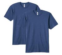 American Apparel Blend Crewneck Short Sleeve Track T-Shirt, 2-Pack, Tri-Indigo, L Mixte