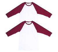 American Apparel Lot de 2 t-Shirts Unisexe CVC Raglan, Style G2003CVC, Blanc/chiné Cardinal (Lot de 2), L