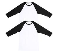 American Apparel Lot de 2 t-Shirts Unisexe CVC Raglan, Style G2003CVC, Blanc/Noir (Lot de 2), L