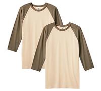 American Apparel CVC Raglan T-Shirt, Style G2003CVC, Heather Bone/Heather Army (2-Pack)
