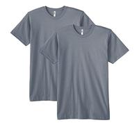 American Apparel Shirts à Manches Courtes et col Rond en Jersey Fin, Asphalte (Lot de 2), Mixte