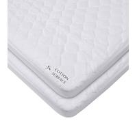 American Baby Company 2 Pack Waterproof Fitted Quilted Cotton Bassinet Mattress Pad Cover, White, for Boys and Girls
