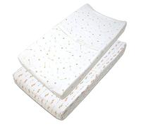 American Baby Company 2 pièces imprimées 100 % coton jersey tricoté ajusté ajusté housse de table changeante, fonctionne également avec le matelas de voyage Lite, plumes dorées scintillantes/flèches