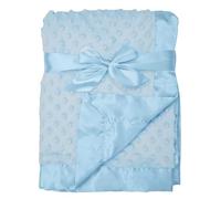 American Baby Company Heavenly Couverture en chenille douce à pois Minky avec envers en satin soyeux, bleu, 76,2 x 101,6 cm, pour garçons et filles