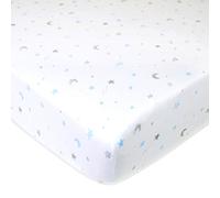 American Baby Company imprimé Drap-Housse pour Berceau, Jersey de Coton, Étoiles et Lune Bleues, 1 Count (Pack of 1)