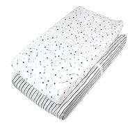 American Baby Company Lot de 2 housses de table à langer ajustées et profilées en jersey de coton 100% naturel, motif flèche/rayures noires argentées, douces et respirantes, garçons et filles