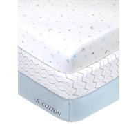 American Baby Company Lot de 3 drap-housse en jersey 100 % coton naturel pour garçons et filles