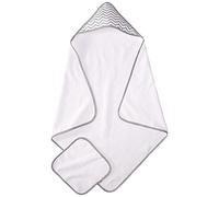 American Baby Company, Lot de serviettes de toilette avec capuche en coton organique, Blanc zébré en gris, Pour nourrissons, bébés et enfants.