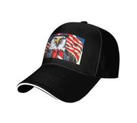 American Bald Eagle Print Casquette de baseball Sandwich Chapeaux Style classique Respirant Taille réglable, Noir/blanc, taille unique