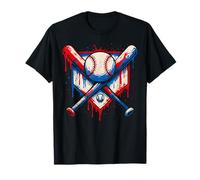 American Baseball Drip for Boys Graffiti Ball and Bat Youth T-Shirt