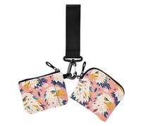 American Bird Peach Lot de 2 portefeuilles fins et plats pour cartes d'identité avec poche zippée pour pièces de monnaie pour femme