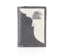 American Bison Portefeuille à trois volets tissé noir pour homme - Portefeuille western en cuir véritable avec motifs concho, noir, 10,79 x 10,2 x 2,5 cm, Eagle Head Concho