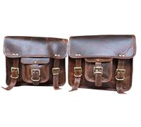 american blue 2X Sac de Moto en Cuir véritable Sacoche de vélo Sacoche de Messager en Cuir | Sac à Outils Marron Guidon Sissy Bar Sac de Voyage, sacoches de Selle Lot de 2 (Chocolate Brown)