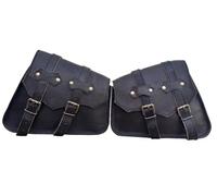 american blue Handmade 2X Motorcycle Saddle Bag Side Bags Luggage Bag Genuine Leather 1 Pair of Pannier Bags (Vstyle, Black)