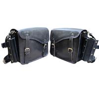 american blue Lot de 2 sacoches de moto en cuir véritable, sacoche de selle, sacoche de vélo, sacoches de fourche vintage, amateurs de vélo (Rider's Pack, noir)