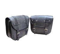 american blue Lot de 2 sacs de moto en cuir véritable, sac de selle, sac de vélo, sac fourchette vintage pour les amateurs de vélo (set GearGo Black)