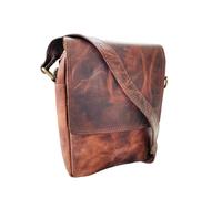 american blue Sac à bandoulière en cuir unisexe avec fermeture magnétique et sangle réglable, marron