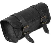 American blue Sac en cuir pour vélo, support de guidon marron avec bandoulière réglable, poche avec fermeture éclair, sac d'accessoires de voyage, couleur noir