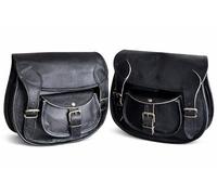 american blue Sacs de selle de moto, sac latéral de vélo, sac à outils de vélo, sacs de selle, sacs de moto, sac de selle de vélo, sac en cuir (2 sacs) (Black Crafted Pair)