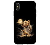 American Bully Howling to The Moon Meme Animal Graphic des années 90 Coque pour iPhone X/XS