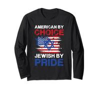 American by Choice Jewish by Pride Statement Design Manche Longue