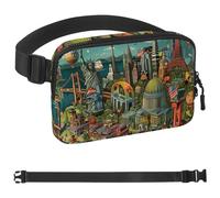 American City Sac banane pour homme et femme, sac banane avec poches à fermeture éclair, sac de taille imperméable avec sangle réglable pour entraînement, course à pied, voyage, randonnée,