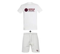 AMERICAN COLLEGE USA Ensemble Lot 2 Pièces T Shirt et Short Garçons Filles, Blanc, 4 Ans Mixte Enfant