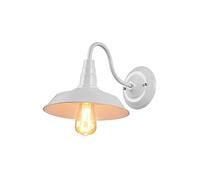 American Country Loft Wall Lamp Retro Old Industrial Pot Cover Metal Shade With Vintage Wrought iro For Bar Cafe E27 Edison Bedside Wall Light Sconces 110V-240V Modern Ch (White Diameter 46cm)