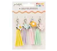 American Crafts Jen Hadfield Flower Child Enamel Charm Tassels-4/Pkg