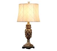American Creative Fabric Table Lamp Home Living Room Retro Table Lamp Bedroom Bedside Lamp Three Switch Modes for Living Room Office Family (Color : Dimmer Switch) (Push Button Switch)