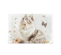 American Curl Cats Casse-tête blanc casse-tête casse-tête amusant et parfait art mural dur jeux de cerveau parfait pour les nuits de jeu pour adultes 1000 pièces